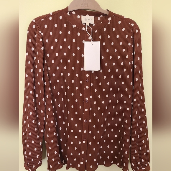 Sezane Brown Polka Dot Blouse - Picture 3 of 5